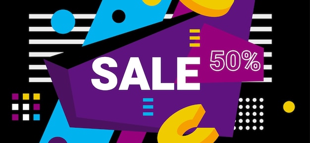  modern bright sale abstract illustration with word sale and geometric elements