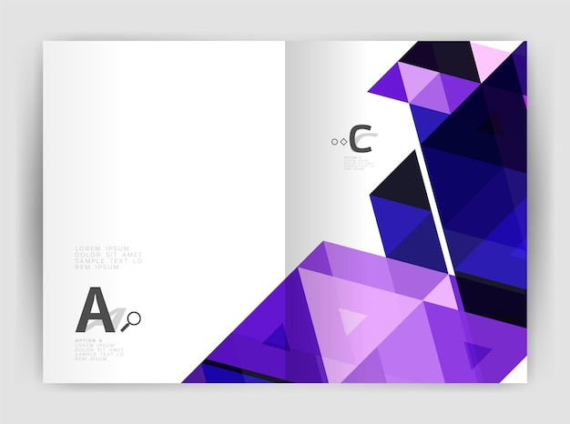 modern business brochure or leaflet a4 cover template abstract background with color triangles annual report print backdrop vector design for workflow layout diagram number options or web design