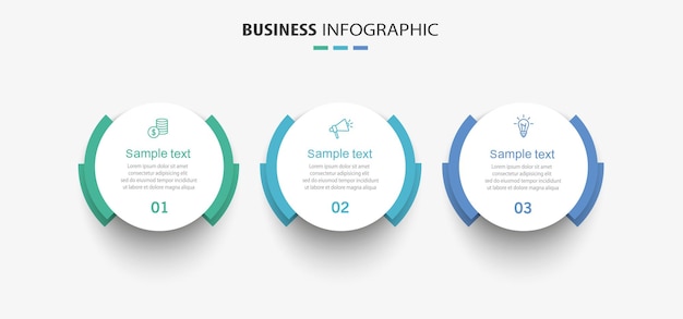 Modern business infographic template with 3 options or steps