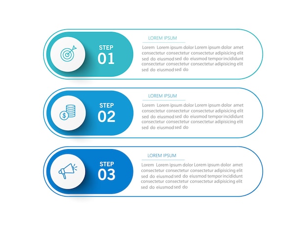 Modern business infographic template with 3 options or steps