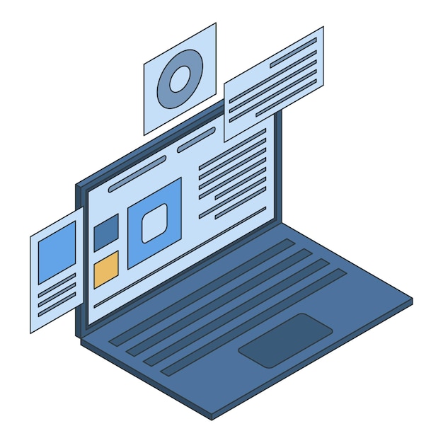 Modern business laptop icon Isometric of modern business laptop vector icon for web design isolated on white background