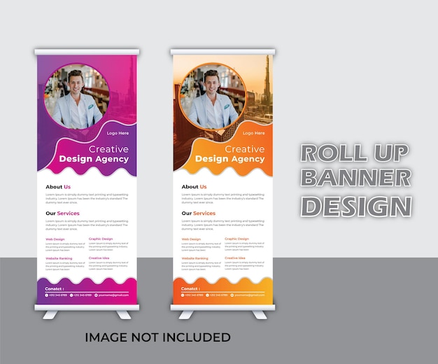 modern business roll up banner design template.