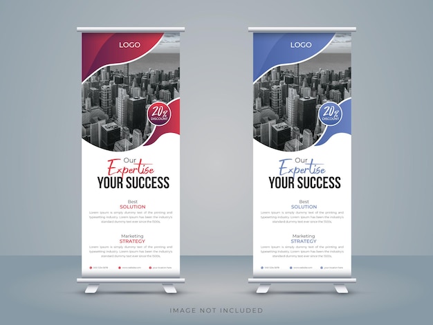 Modern business roll up banner with gradient colors or pull up banner template