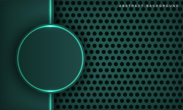 Modern circle technology dark green background with glowing light neon effect