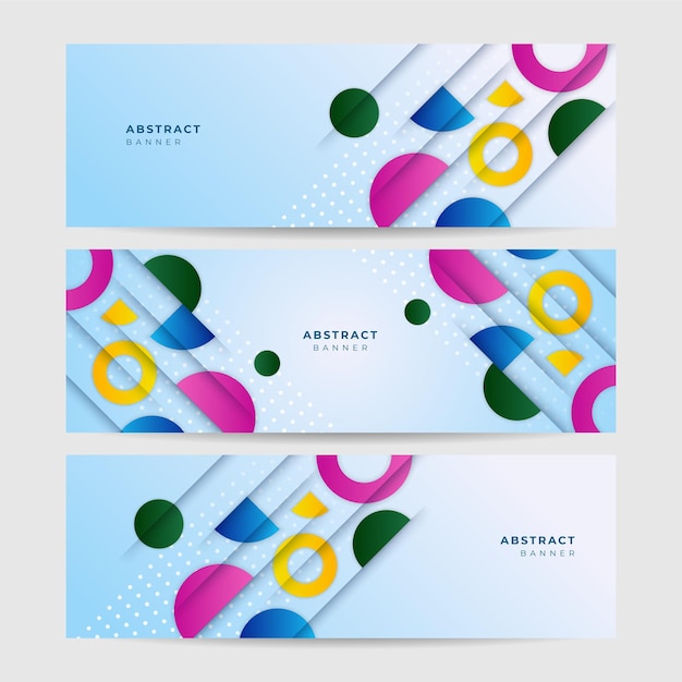 modern colorful abstract web banner background creative design banner design with square triangle circle halftone and dots vector abstract graphic design banner pattern background template