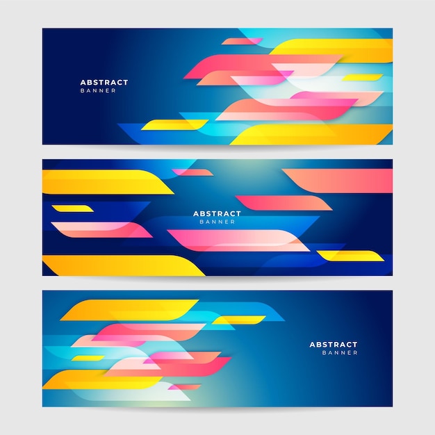 Modern colorful abstract web banner background creative design Banner design with square triangle circle halftone and dots Vector abstract graphic design banner pattern background template