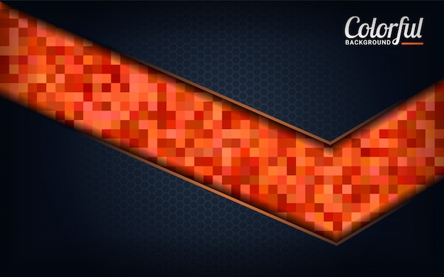 Modern colorful orange pixel background. Dark abstract background