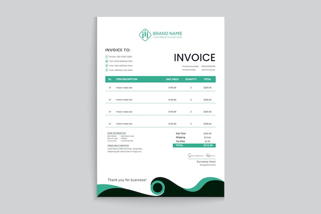 Modern company invoice template