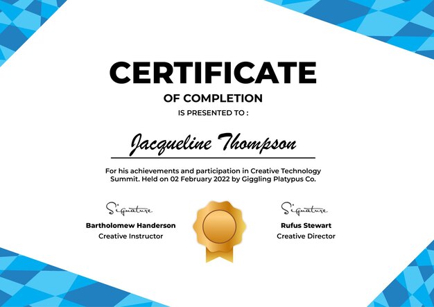 Modern Completion Certificate Template