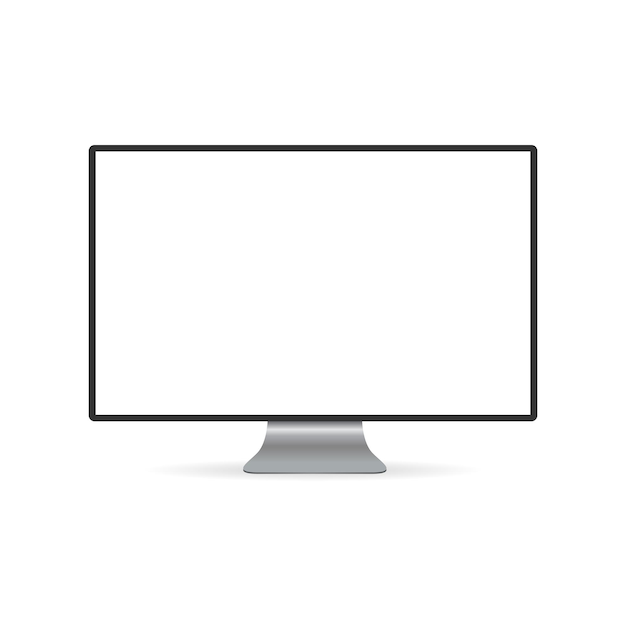 Modern Computer Monitor Vector Illustration with White Screen