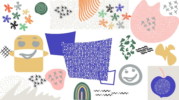 modern concept illustration of various types of abstract graphic resources trendy hand drawn doodle