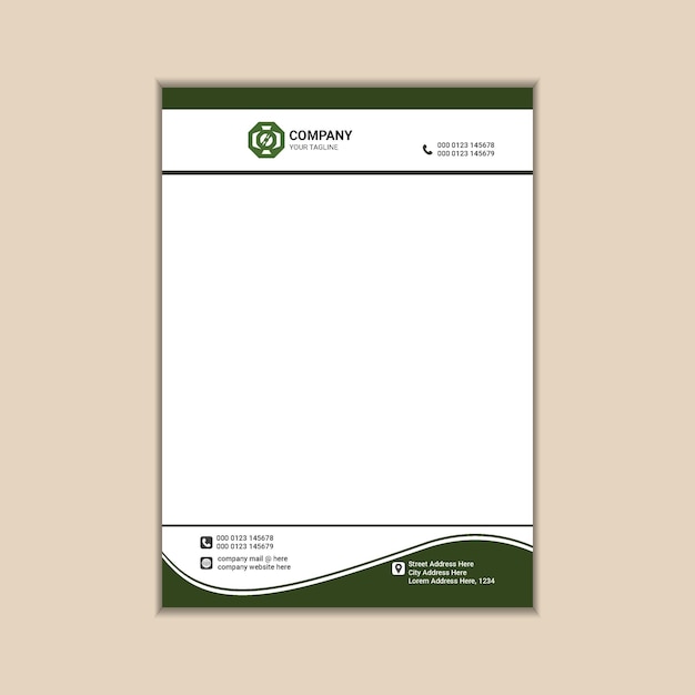 modern corporate letterhead design simple and clean a4 size with bleed vector graphics