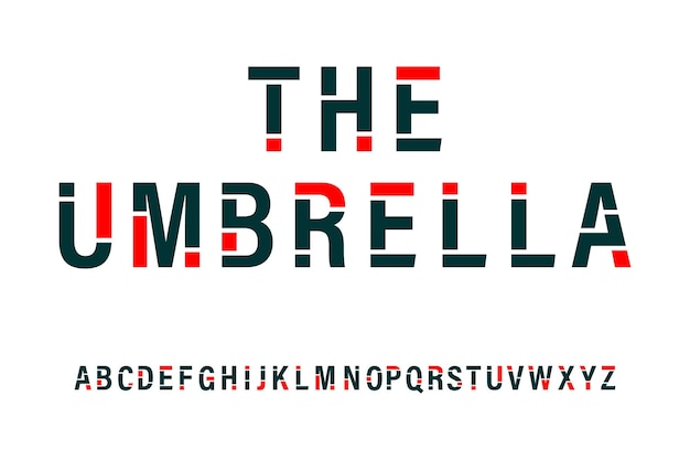 Modern creative minimal abstract digital red color alphabet font design template set