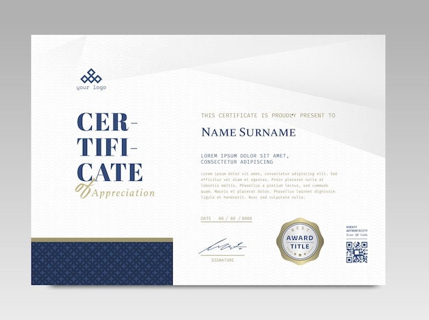Modern design certificate template with simple elegant and luxurious in horizontal A4 size