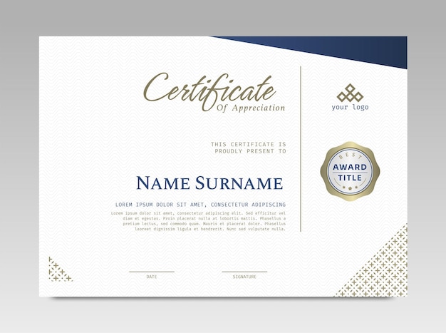 modern design certificate template with simple elegant and luxurious in horizontal a4 size