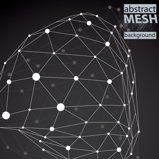 Modern digital technology style abstract unusual background vector tech complicated 3d figure placed on dark backdrop