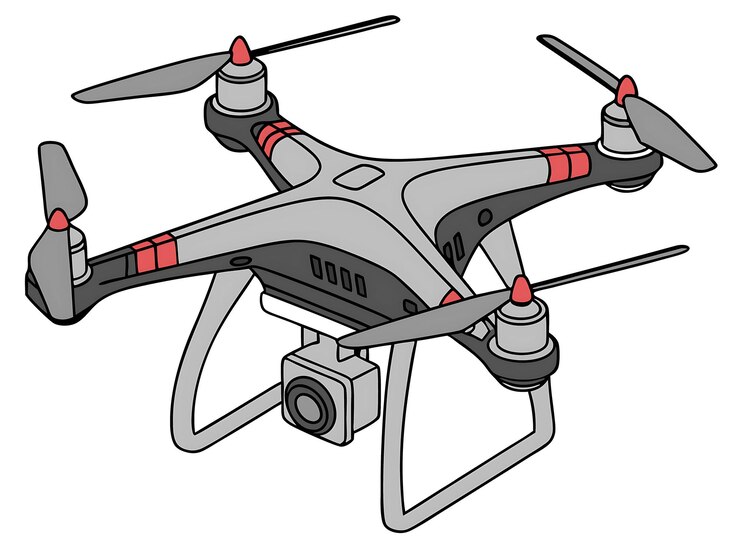 Modern Drone with Camera and RedBlack Propellers