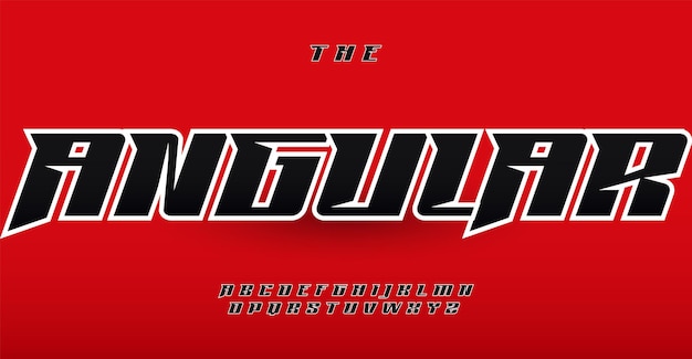 Modern dynamic font with dynamic characters featuring sharp edges and angular shapes