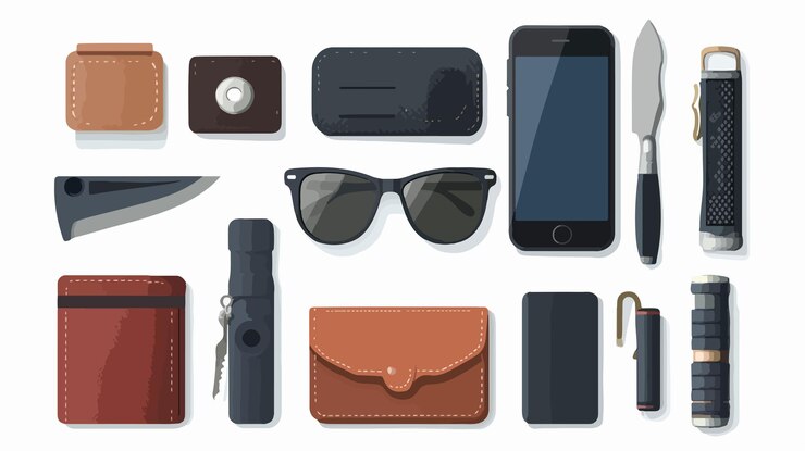 Vektör modern everyday carry items top view
