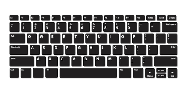 Modern Flat Black Keyboard Keys Vector Minimalist Computer Accessory Vector Illustration
