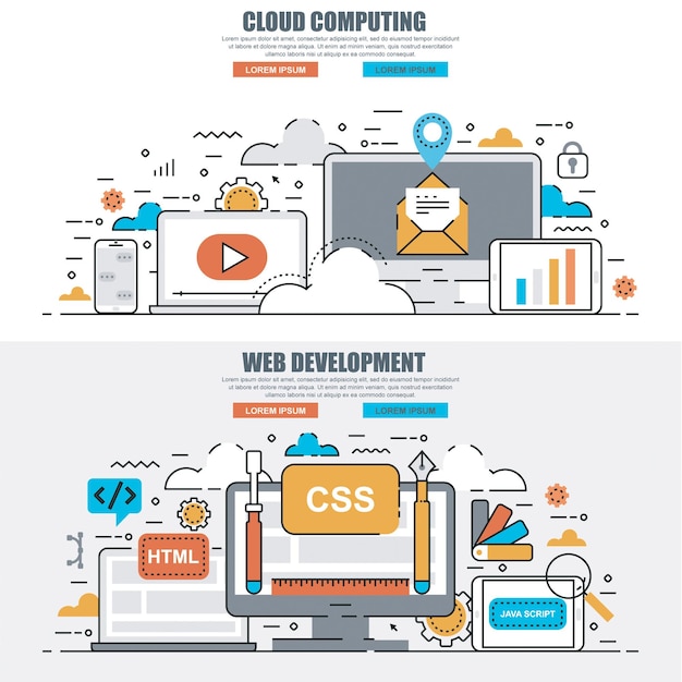 modern flat color line concepts illustration