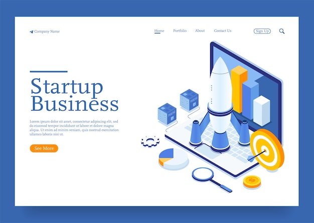 modern flat design isometric concept of startup your project for website isometric concept