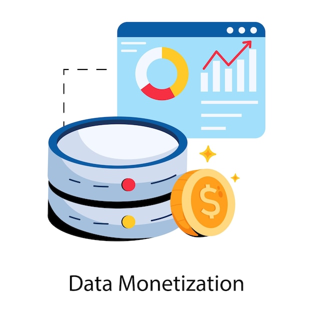 Modern flat icon depicting data monetization