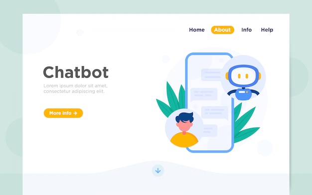 Modern flat landing page of chatbot