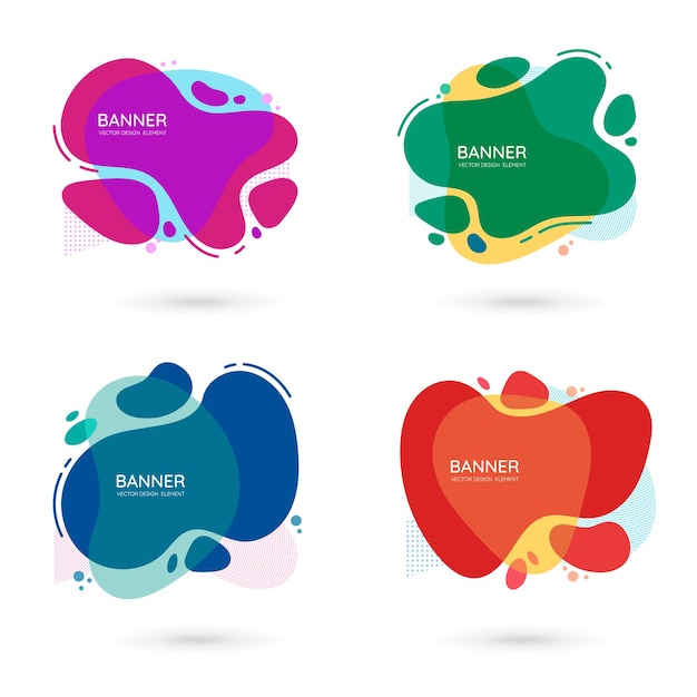 Modern freeform abstract vector banners Flat design of different colors with text space