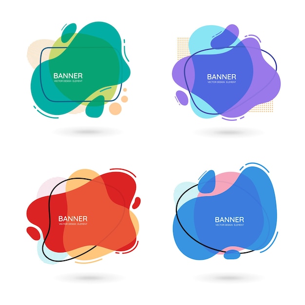 modern freeform abstract vector banners flat design of different colors with text space