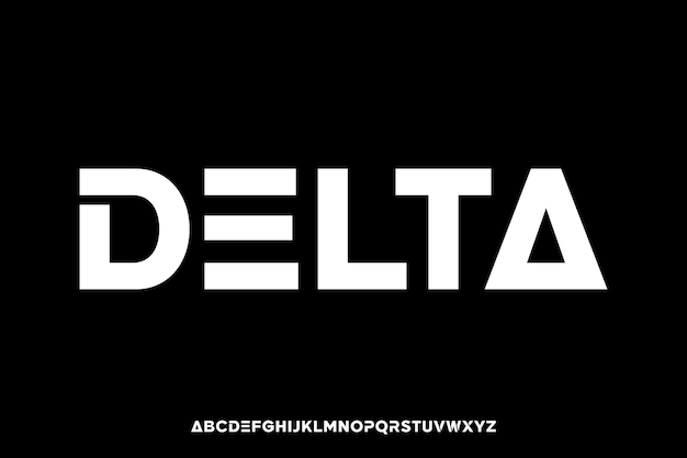 Modern futuristic sans serif alphabet display font vector Abstract delta typeface