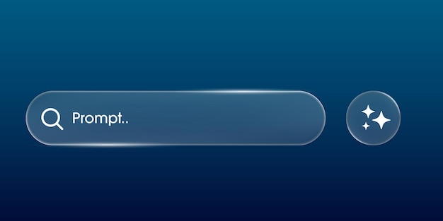 modern generative ai bar liquid glass element with generate symbol artificial intelligence user interface element for ui ux design transparent frames and buttons vector illustration