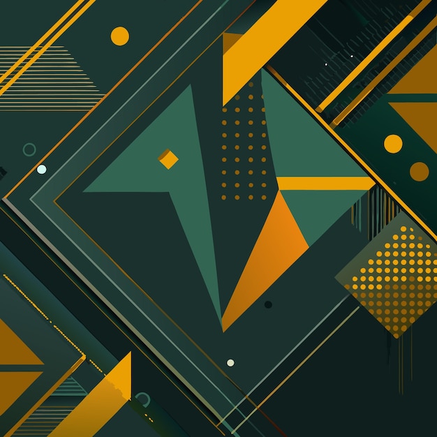 modern geometric abstract background with dark green and yellow design elements