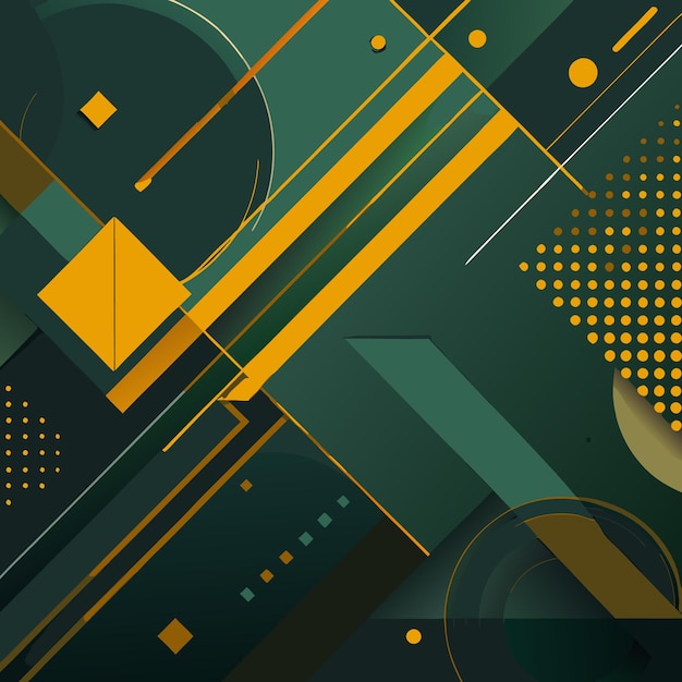 modern geometric abstract background with dark green and yellow design elements