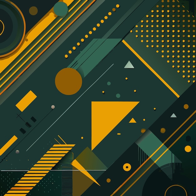 modern geometric abstract background with dark green and yellow design elements