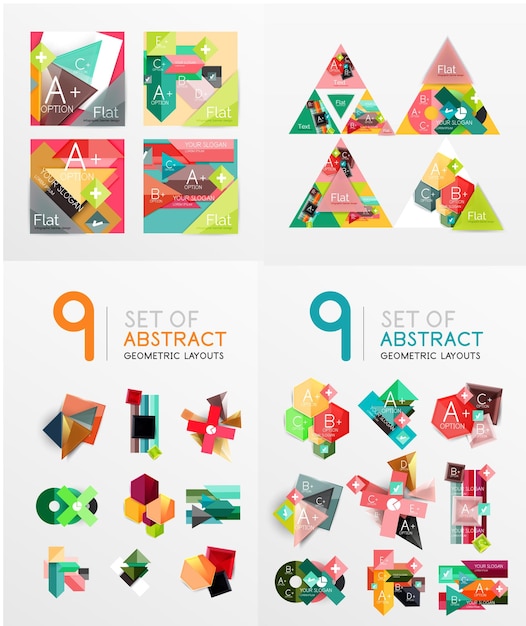 Modern geometric design temlates universal diagram banner number options workflow layout steps web elements