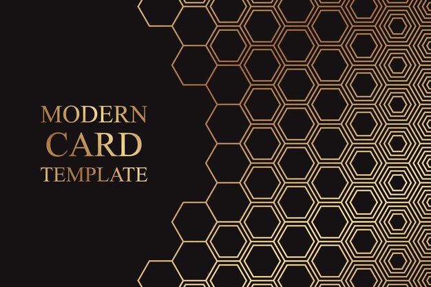 Modern geometric luxury black background for business or presentation or greeting card with golden honeycombs or hexagons