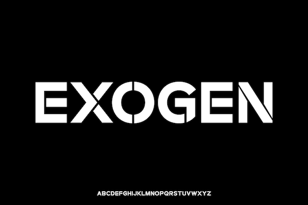 modern geometric stencil type alphabet display font vector creative futuristic typeface