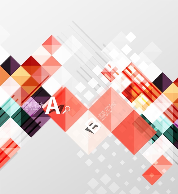 Modern geometrical abstract background squares with infographics sample text