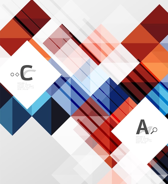 Modern geometrical square banner minimalistic abstract background with sample letter option infographics