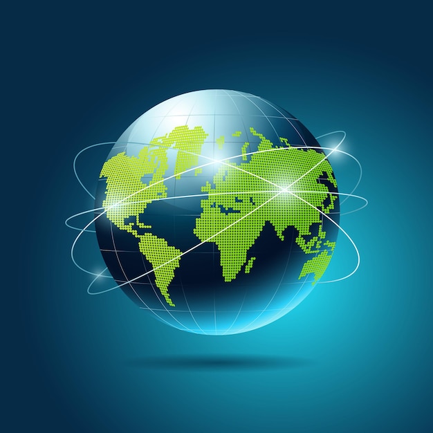 modern globe network blue background vector illustration