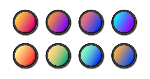 Modern gradient round buttons for website and ui. Web buttons set. Vector