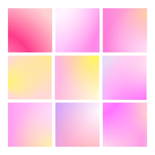 Modern gradient set with square abstract backgrounds