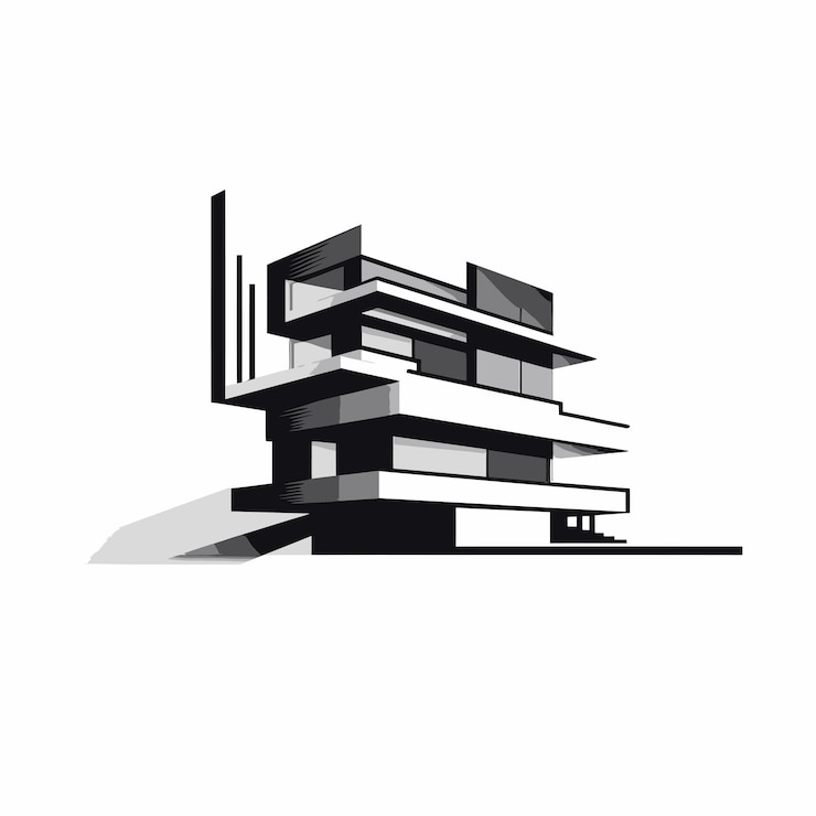 Vektör modern house minimal black and white