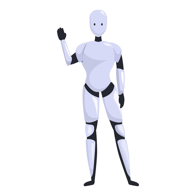 Modern humanoid robot is waving with its hand