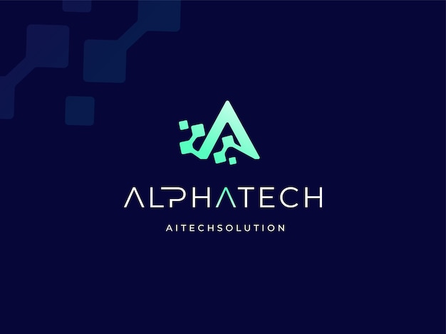 Modern Initial Letter A Analytic Access with Digital Data Pixel Wire Link Technology logo design