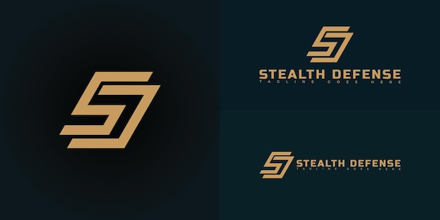Modern initial vector letter SD or DS logo in gold color isolated on multiple background colors