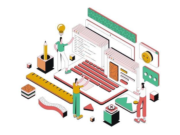 Modern Isometric Illustration design Web Design