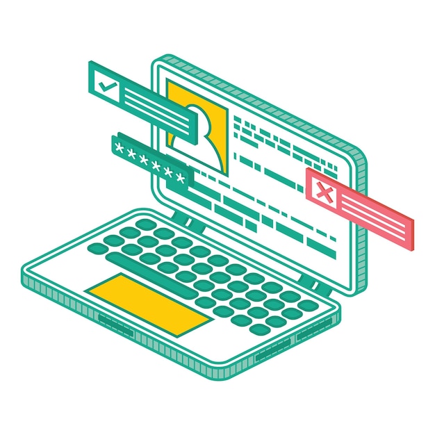 modern isometric laptop computer isolated outline 3d electronic device