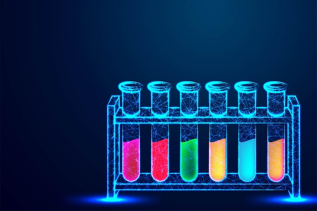 Modern laboratory concept glassware or beaker Abstract designs from connecting dot and line vector illustration